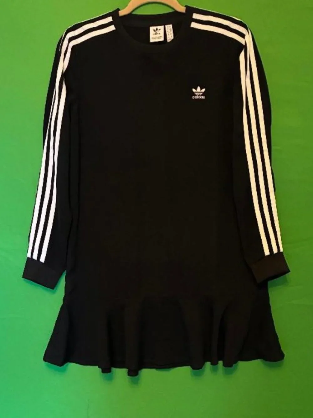 adidas Originals Black Long Sleeve Dress with White Stripes - Picture 4 of 7